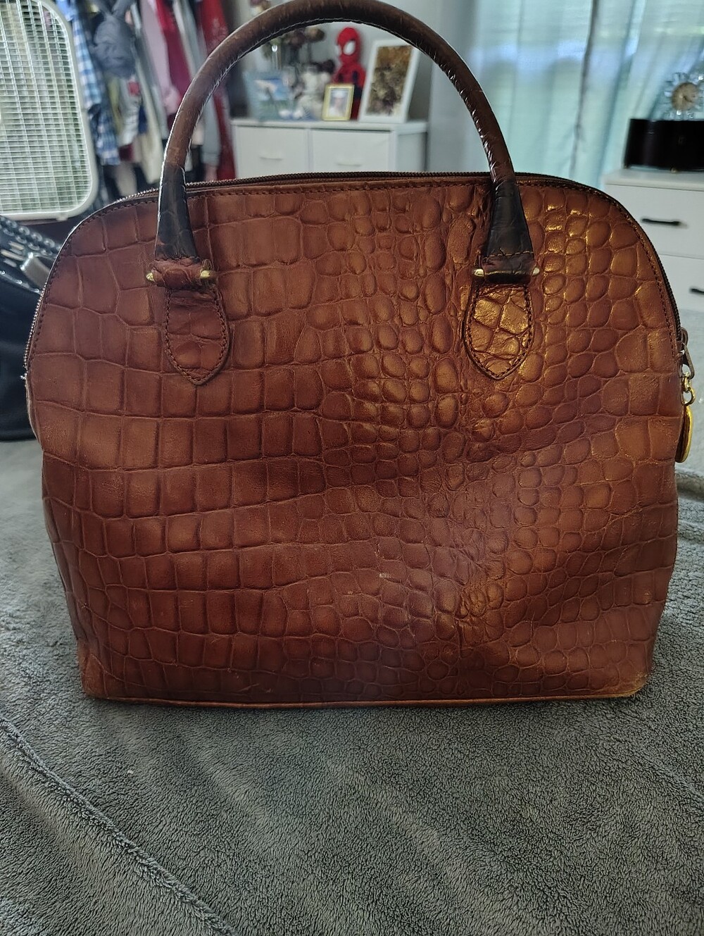 Talbots Vintage Faux Croc-Embossed Brown Shoulder Bag